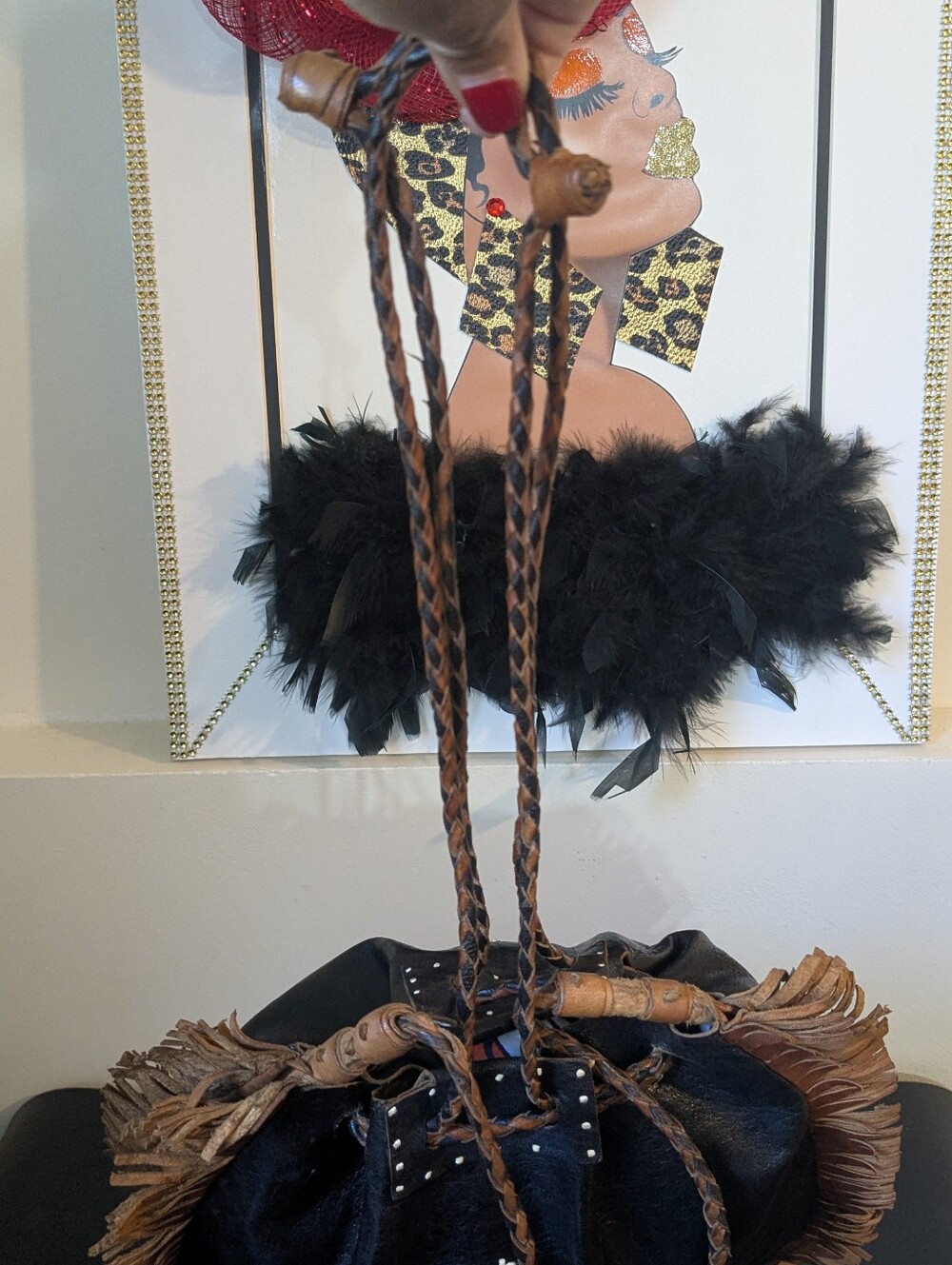Handcrafted Vintage Boho Western Detail Leather Fringe Shoulder Crossbody Tote - Picture 10 of 16